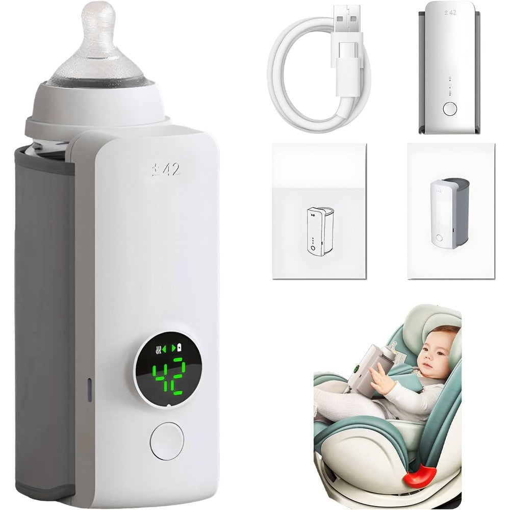 Krisha portable baby bottle warmer front view with digital display