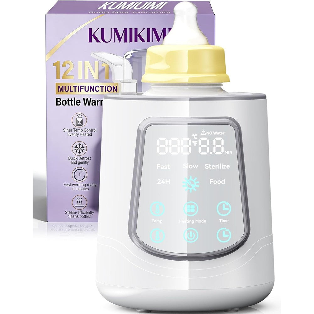 Kumikimi 12 in 1 fast baby bottle warmer front view with digital display