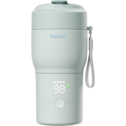 Papablic Portable Bottle Warmer Pro in mint green front view for travel