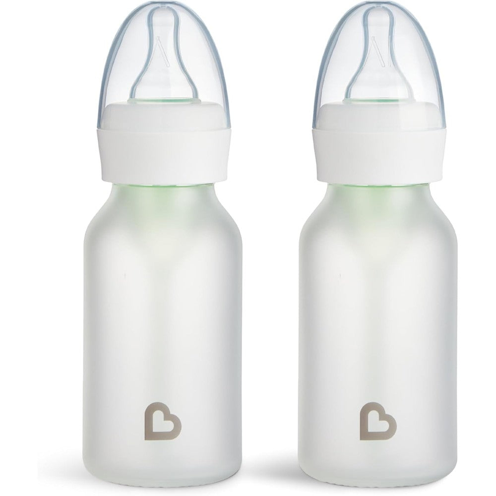 Munchkin Bond Silicone Coated Glass Baby Bottles front view 2 pack white