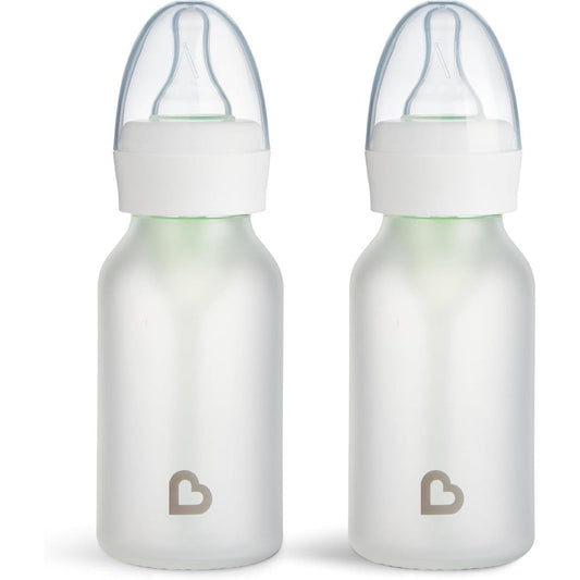 Munchkin Bond Silicone Coated Glass Baby Bottles front view 2 pack white