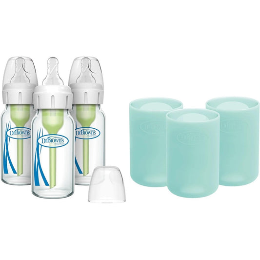 Dr. Brown's Anti-Colic Options+ Narrow Glass Baby Bottles three pack front view