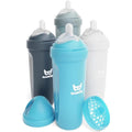 Herobility Anti-Colic Baby Bottles 12 Fluid Ounce 340 Milliliters Pack Of 4 Multicolor White Gray Iron Blue Blue Breast Shaped Teat For Infants - Image 1