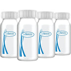 Dr. Brown's Narrow Neck Breast Milk Collection Bottles front view with caps.