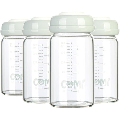 Comi wide neck glass breastmilk storage bottles set