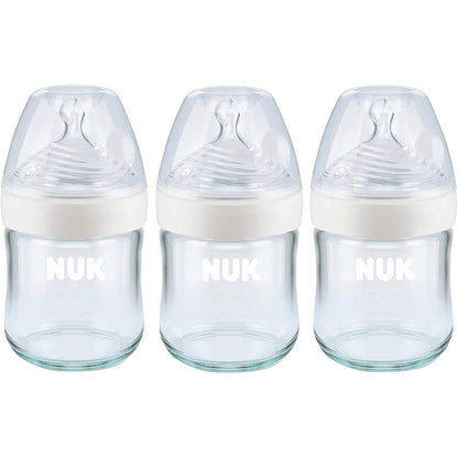 Nuk Simply Natural Glass Baby Bottles 4 Fluid Ounces 3 Pack front view