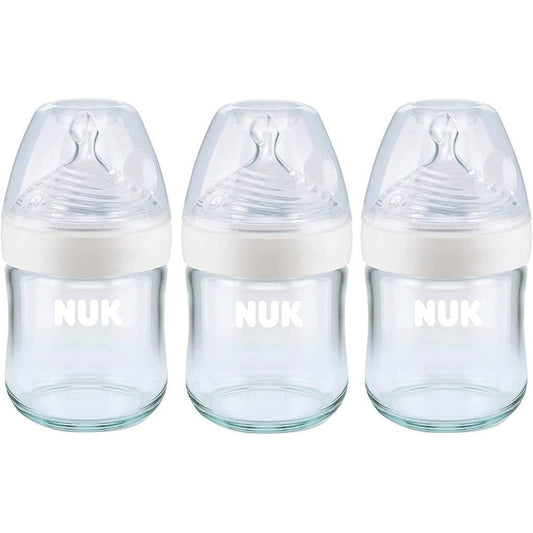 Nuk Simply Natural Glass Baby Bottles 4 Fluid Ounces 3 Pack front view