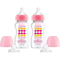 Dr. Brown's Anti-Colic Options Plus Wide Neck Sippy Bottle Starter Kit in pink front view