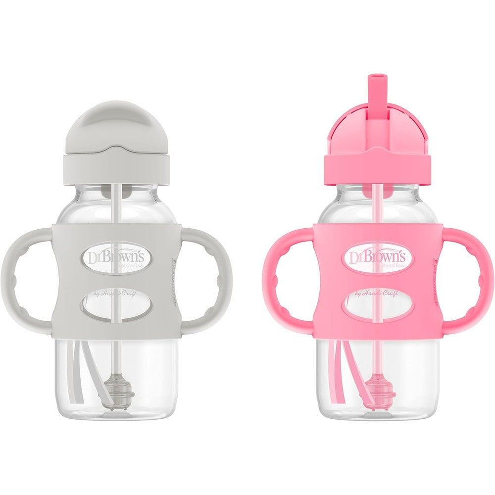 Dr. Brown's Milestones Wide-Neck Sippy Straw Bottle 2 Pack front view
