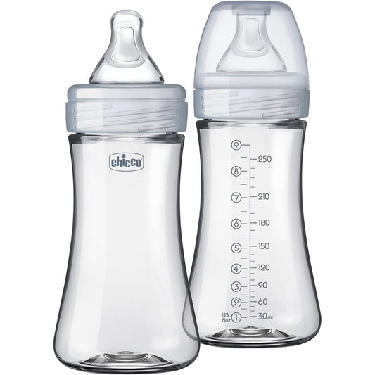 Chicco Duo Hybrid Baby Bottle 9 Fluid Ounce 2-Pack front view