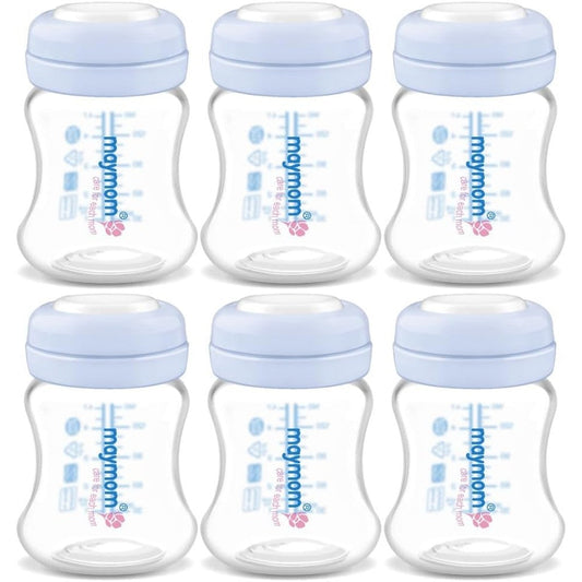Maymom wide-mouth milk storage bottles set of 6 front view