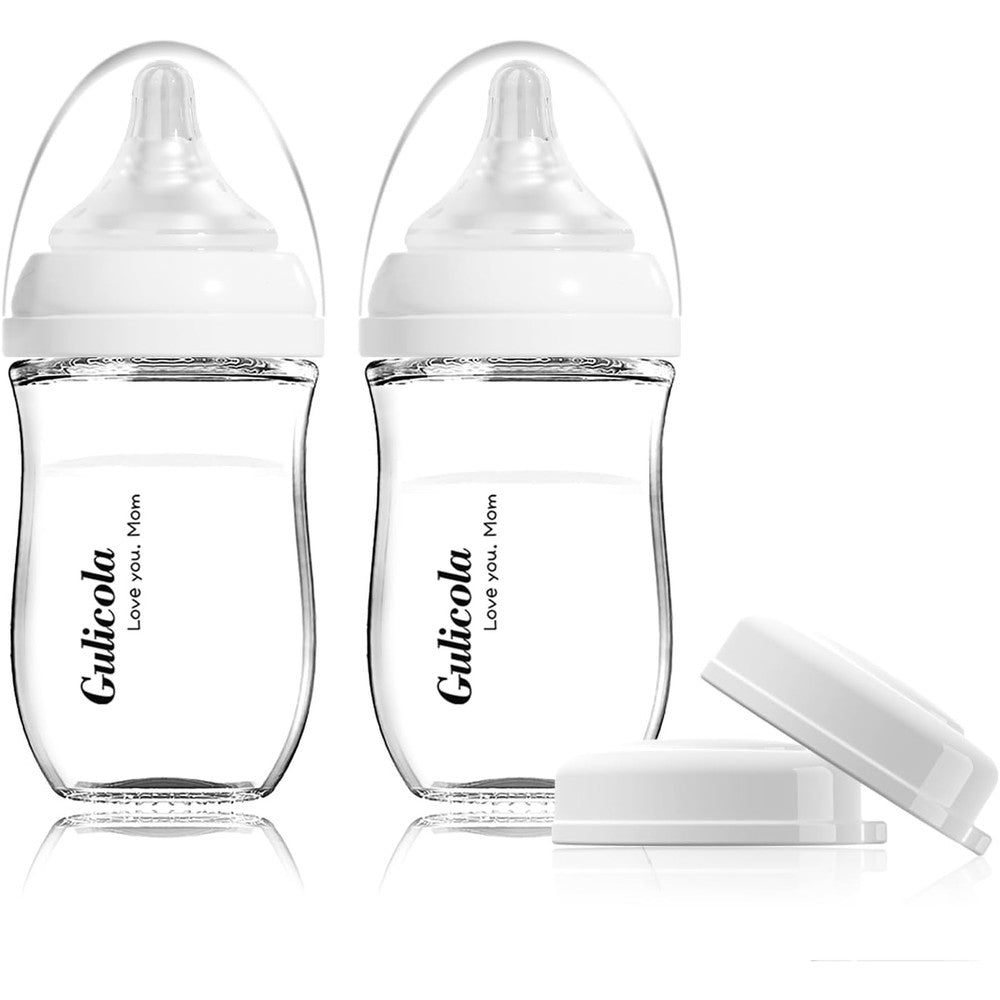 Gulicola natural glass baby bottle 5 fluid ounce set front view
