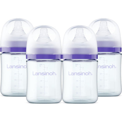 Lansinoh glass baby bottles four pack front view for anti colic newborn feeding