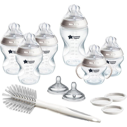 Tommee Tippee Natural Start 12 piece newborn feeding bottle set with cleaning brush