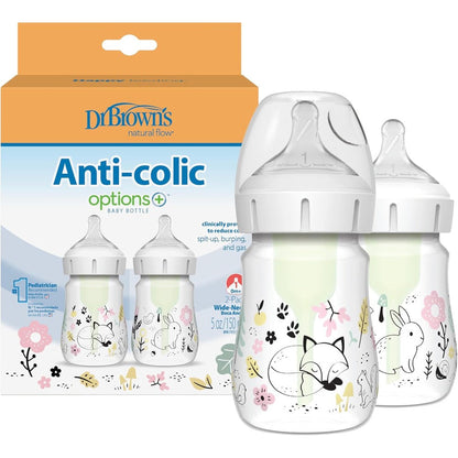 Dr. Brown's Anti-Colic Options Plus Wide-Neck Baby Bottle front view