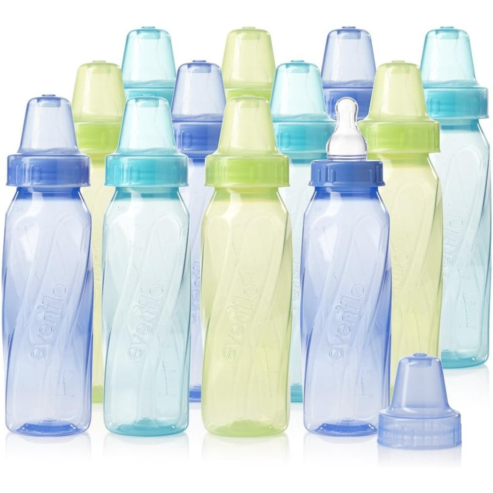 Evenflo Classic Tinted Plastic Standard Neck Baby Bottle front view showing teal color