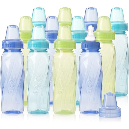 Evenflo Classic tinted plastic baby bottles 8 Ounce 12 pack front view