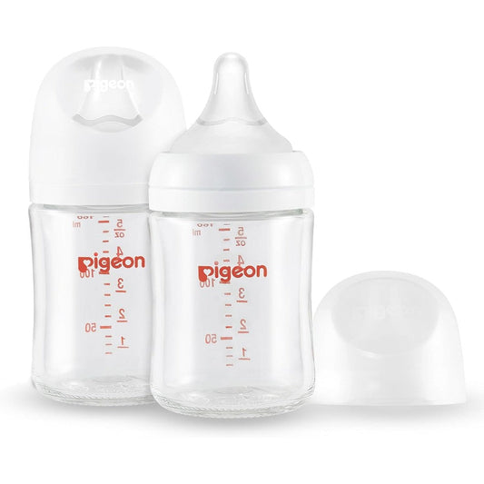 Pigeon wide neck glass nursing bottle set with nipples
