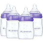 Lansinoh anti colic baby bottles front view of four count pack