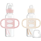 Dr. Brown's Milestones Narrow Sippy Spout Bottle front view in pink