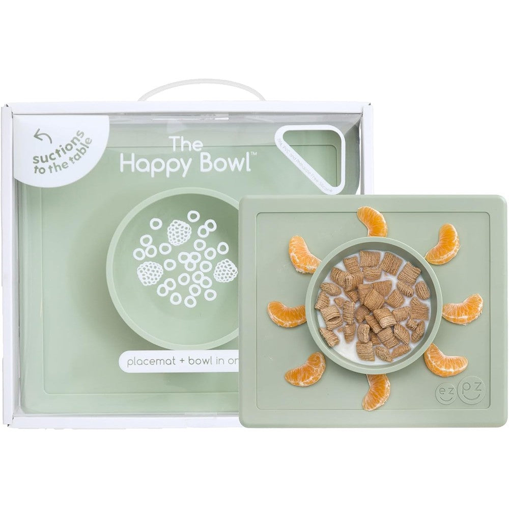 Ezpz Happy Bowl Sage front view on dining table