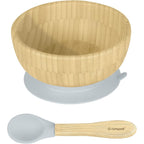 Abiie Octopod bamboo baby bowl set in gray with matching spoon
