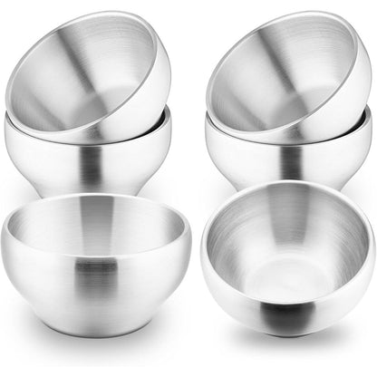 E-far stainless steel bowls for kids 6 pack front view