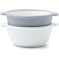 Ello Clean Start Toddler Bowls front view in Quiet Tide and Tech Blue