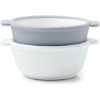 Ello Clean Start Toddler Bowls front view in Quiet Tide and Tech Blue
