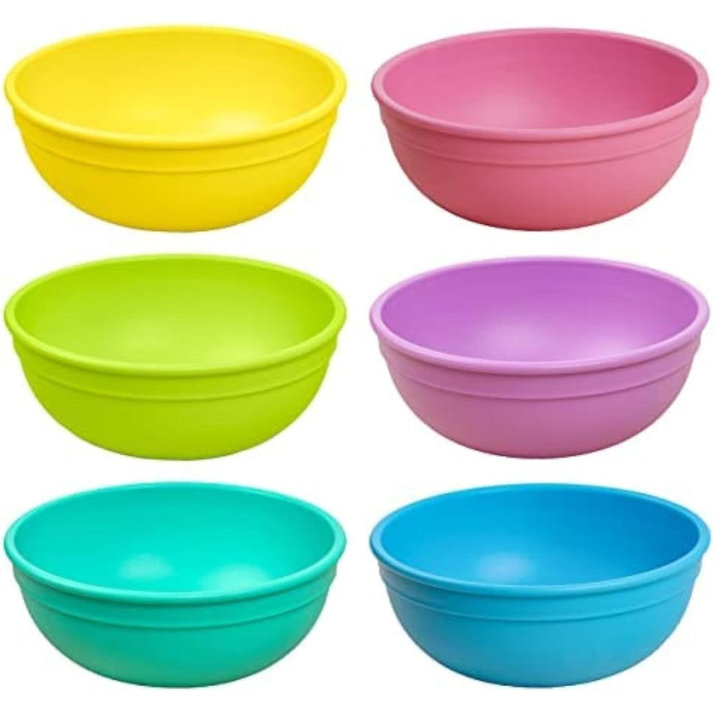 Re-Play set of 6 reusable plastic bowls in sorbet color front view