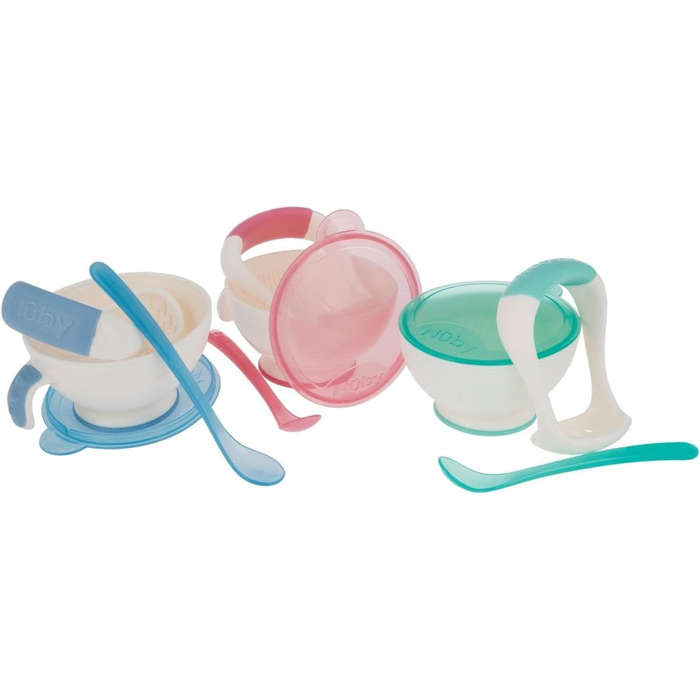 Nuby Garden Fresh Mash N Feed Bowl set front view