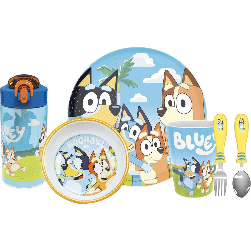 Zak Designs Bluey kids dinnerware 6 piece gift set front view