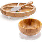 Hi Baby Monment bamboo divided plate and suction bowl front view