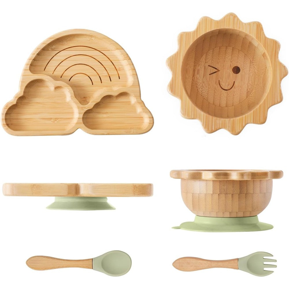 Let's Make bamboo suction plate and bowl set front view
