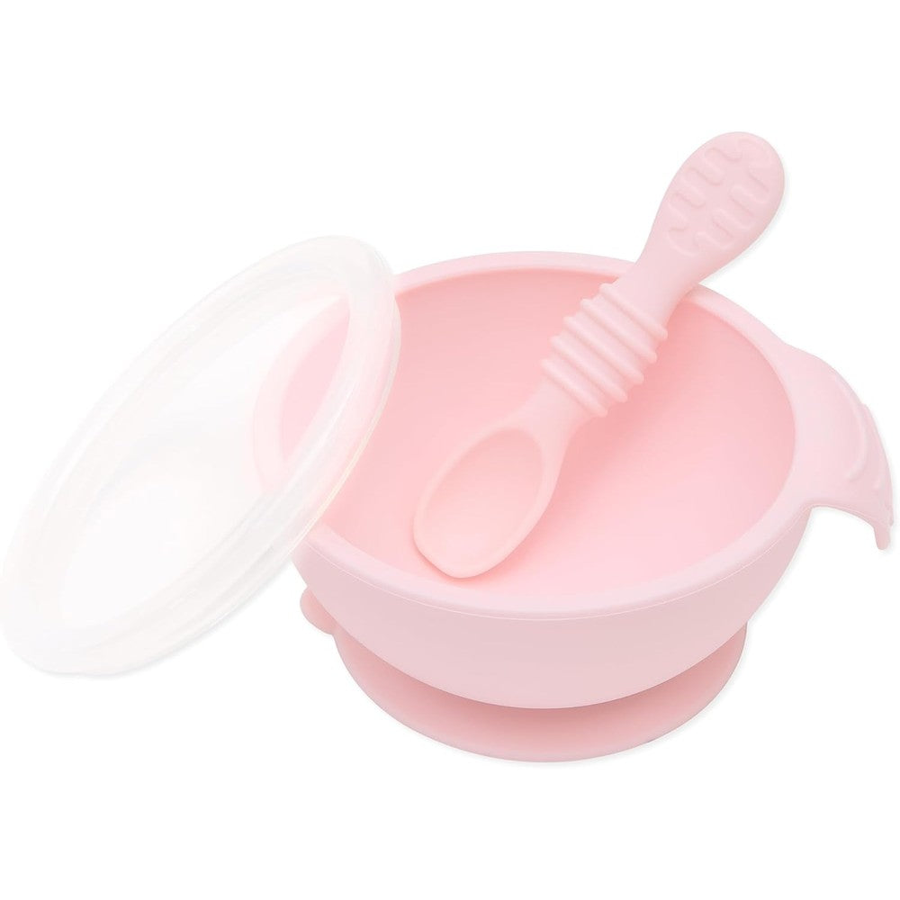Bumkins silicone baby bowl set in pink with suction base