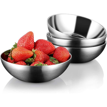 Miusco stainless steel bowls for kids set of four front view