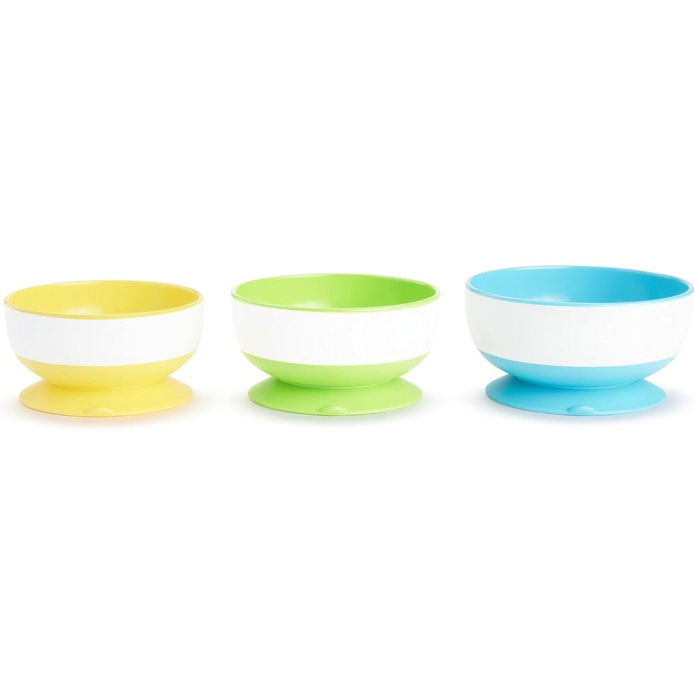 Munchkin Stay Put Suction Bowls three pack front view