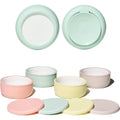 Pandaloo porcelain kids bowls with silicone sleeve and lid set of four
