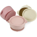 PandaEar 3 Pack Baby Bowls with Suction front view in Pink Rose Linen