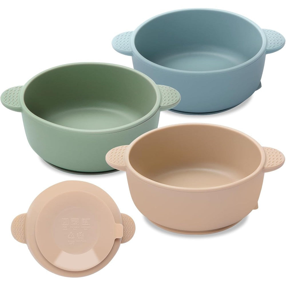 Eascrozn 3 pack baby suction bowls front view