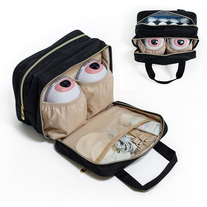 Ameda universal breast pump travel bag front view showing premium black fabric exterior.