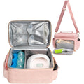 Flyangle EliteMom Breast Pump Tote Bag front view showcasing pink quilted design and premium gold zippers.