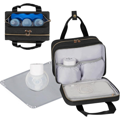 Phoebus Baby wearable breast pump bag front view in classic black