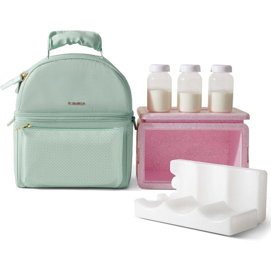 Sunveno breast milk cooler bag front view in mint green color
