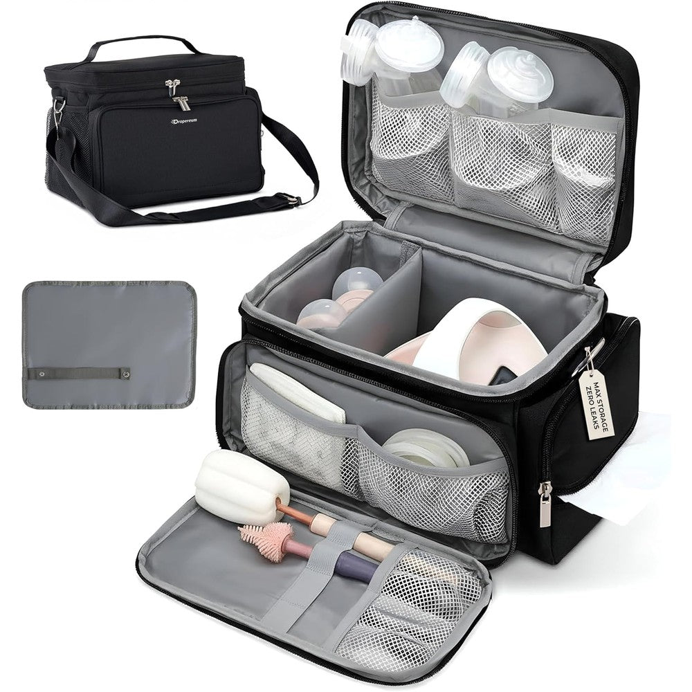 GDNasist breast pump bag front view black travel backpack for mothers