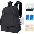 GDNasist breast pump backpack front view in black showing double layer design