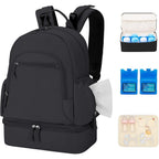 GDNasist breast pump backpack front view in black showing double layer design
