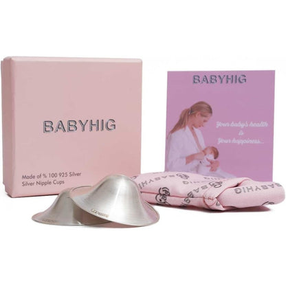 Babyhig original silver nursing cups front view