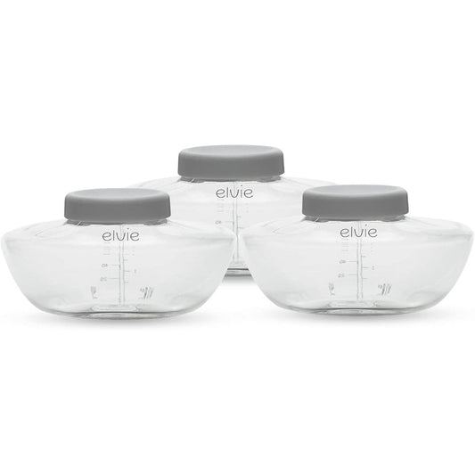 Elvie Pump breastmilk storage bottles 3 pack front view