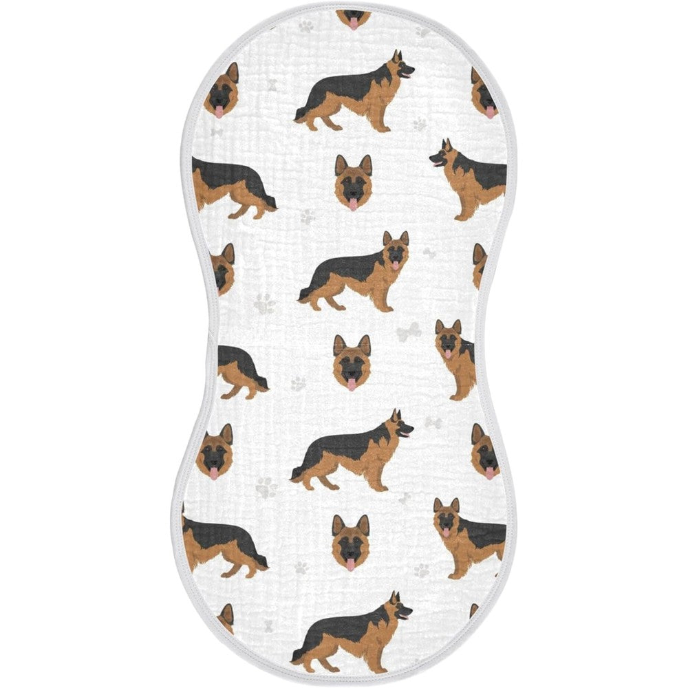YYZZH German Shepherd Dog pattern muslin burp cloth front view